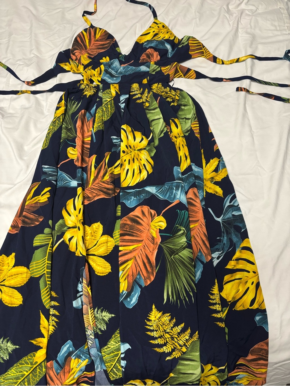 Tropical Navy Floral Maxi Dress - Unbranded